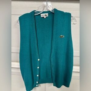 Vintage Lacoste Chemise Women's Turquoise Cardigan Vest